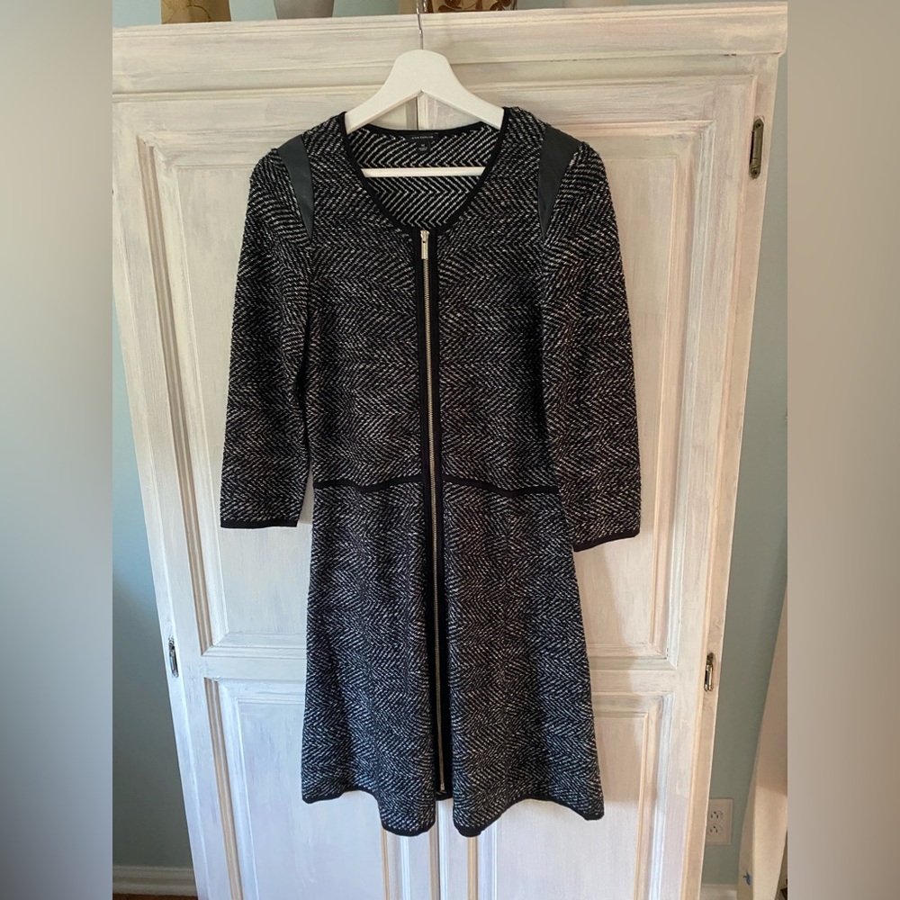 Ann Taylor Black and Gray Long Sleeve Dress